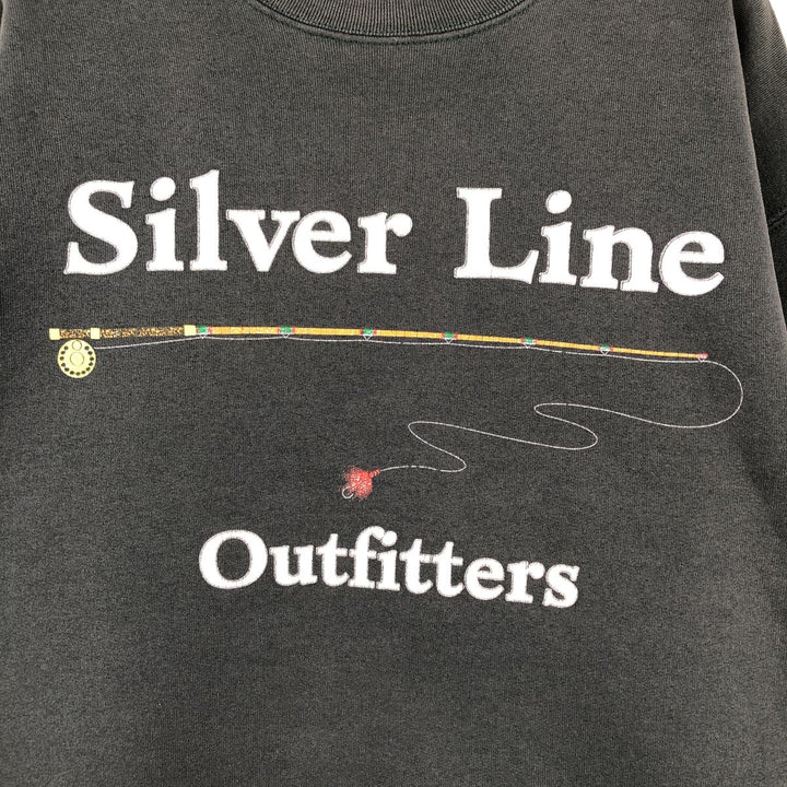 90'S Marathon Apparel Silver Line Outfitters Printed Sweatshirt, Made in USA, Men's Size L (approx.), Vintage polyester Green type dark green Vintage Second Hand