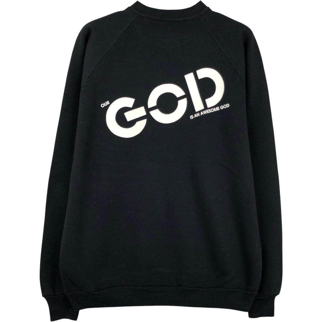 Vintage 80s-90'S Jerzees printed sweatshirt, sweatshirt, made in USA, men's XL size cotton black type Vintage Second Hand