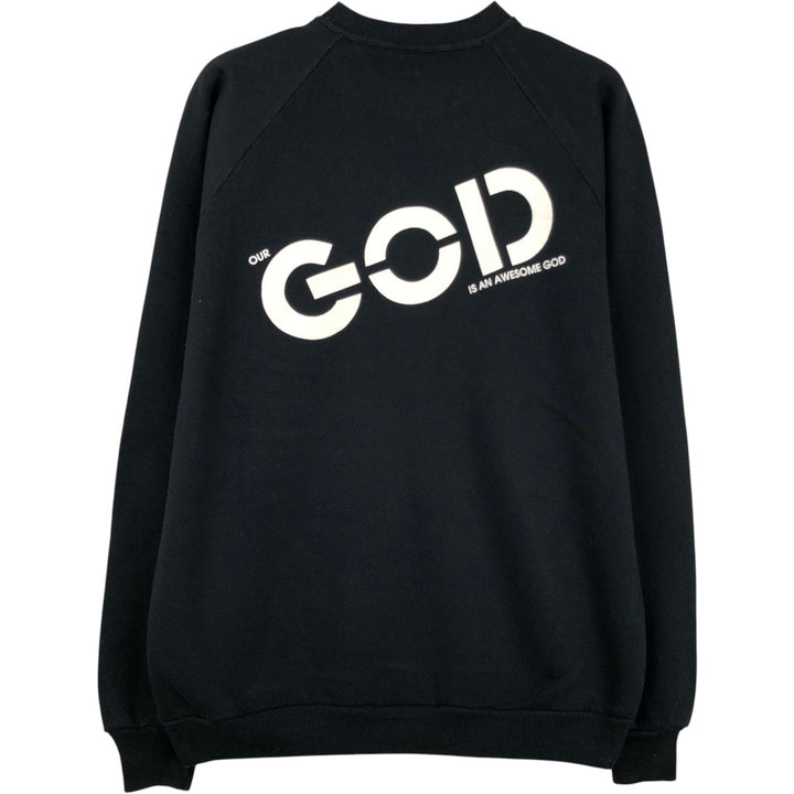 Vintage 80s-90'S Jerzees printed sweatshirt, sweatshirt, made in USA, men's XL size cotton black type Vintage Second Hand