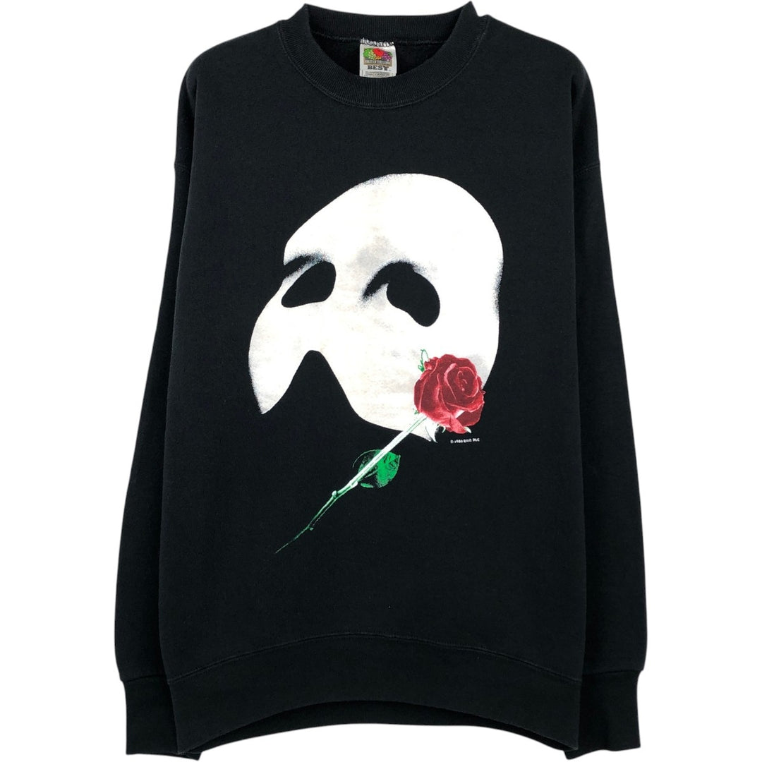 90s-00'S Fruit of the Loom Phantom of the Opera print sweatshirt, men's size M (approx.) cotton black type Vintage Second Hand
