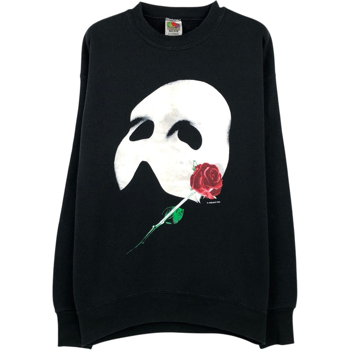 90s-00'S Fruit of the Loom Phantom of the Opera print sweatshirt, men's size M (approx.) cotton black type Vintage Second Hand