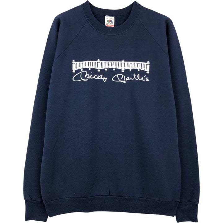 90'S Fruit of the Loom printed sweatshirt, made in the USA, men's size XL equivalent. cotton navy blue type Vintage Second Hand