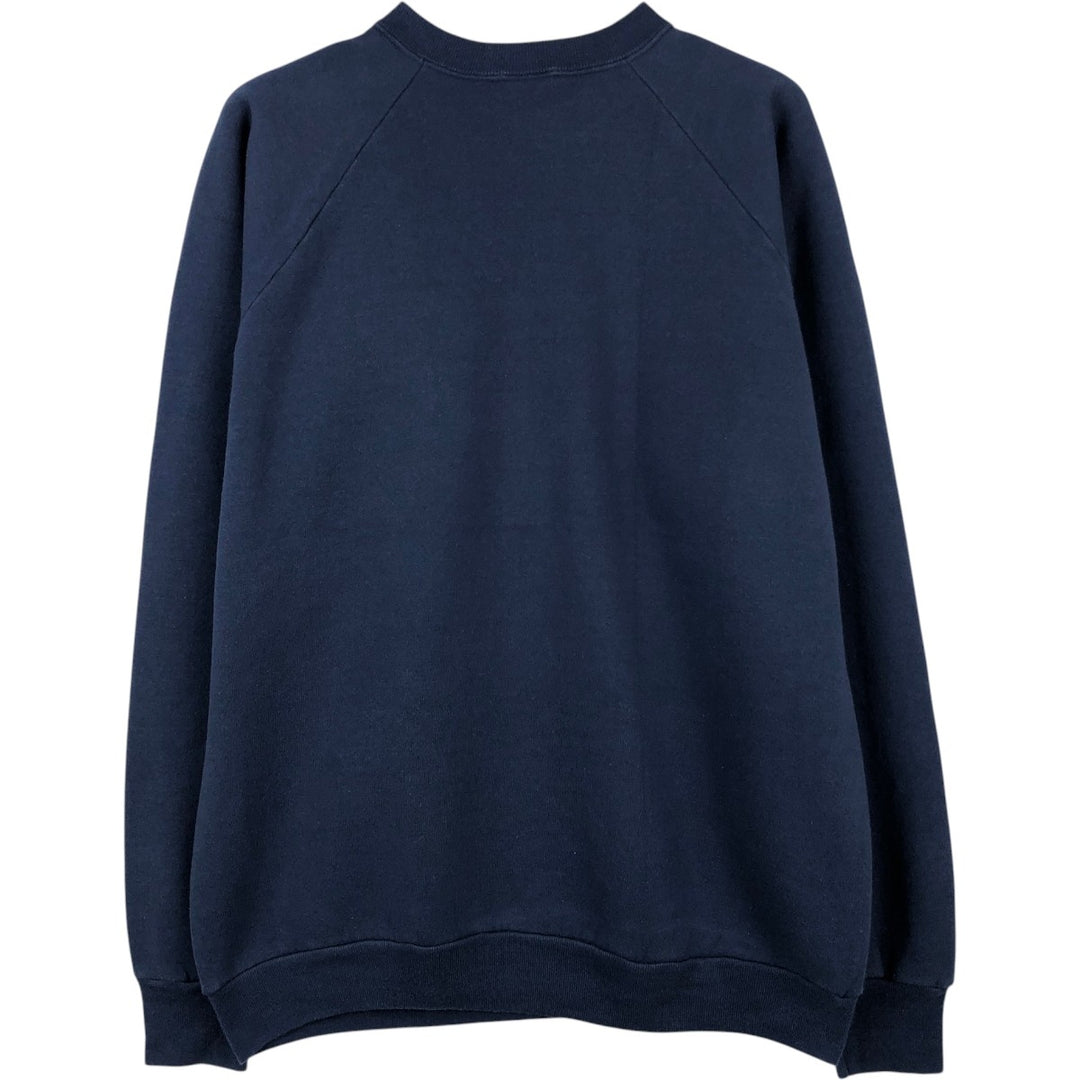 90'S Fruit of the Loom printed sweatshirt, made in the USA, men's size XL equivalent. cotton navy blue type Vintage Second Hand