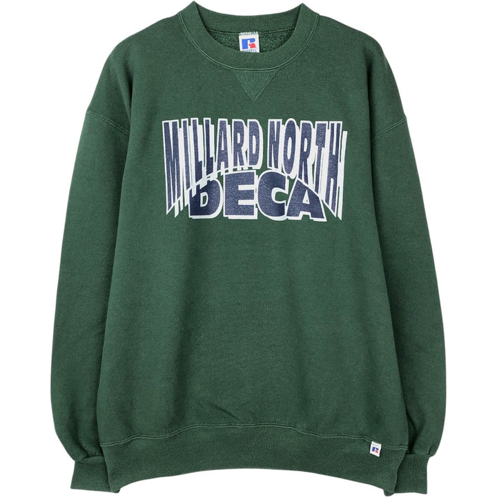 90'S Russell printed sweatshirt, sweatshirt, made in USA, men's XL size, vintage cotton Green type dark green Vintage Second Hand