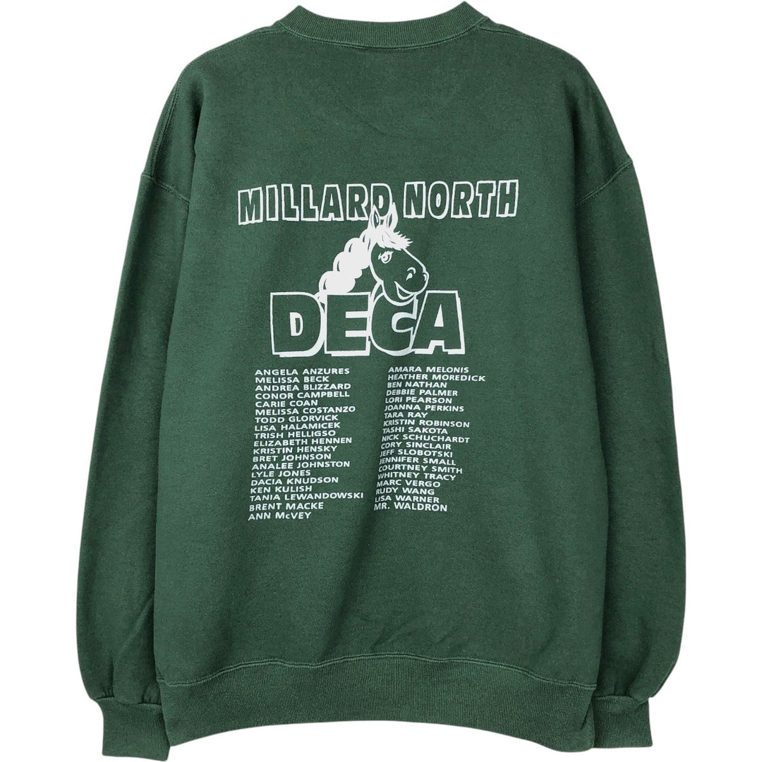 90'S Russell printed sweatshirt, sweatshirt, made in USA, men's XL size, vintage cotton Green type dark green Vintage Second Hand