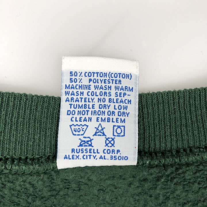90'S Russell printed sweatshirt, sweatshirt, made in USA, men's XL size, vintage cotton Green type dark green Vintage Second Hand