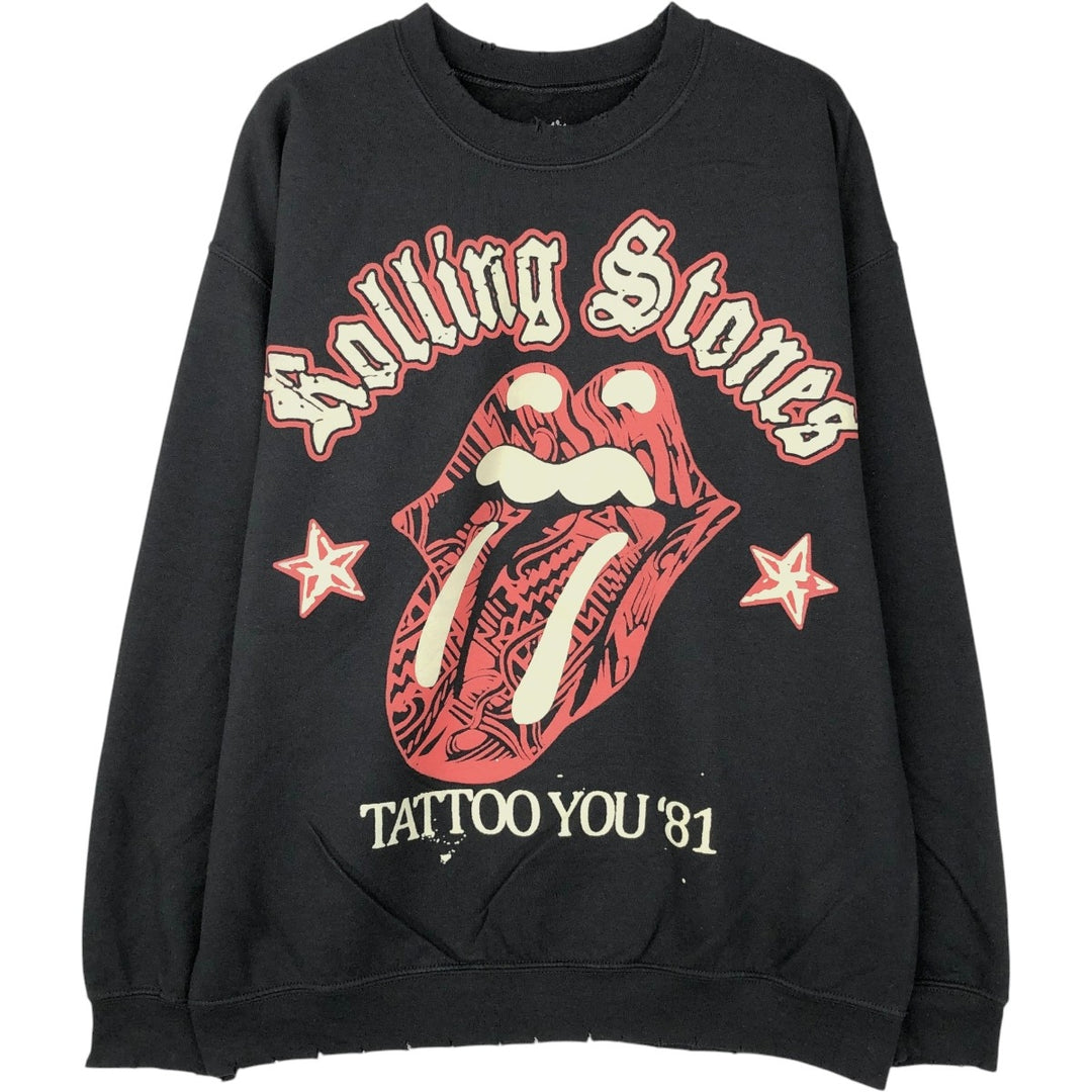 THE ROLLING STONES The Rolling Stones Band Sweatshirt Trainer Men's M size cotton black type Vintage Second Hand