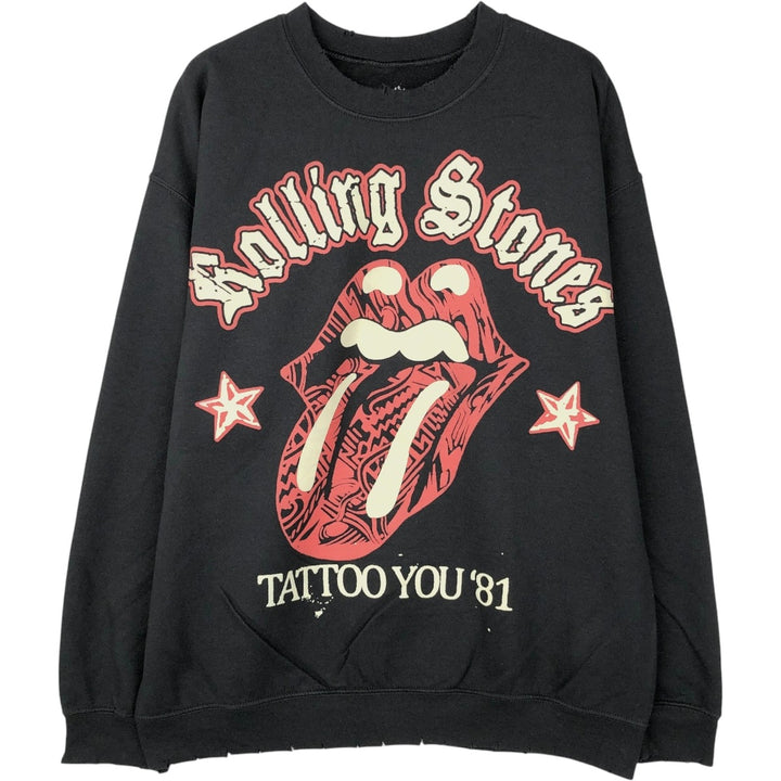 THE ROLLING STONES The Rolling Stones Band Sweatshirt Trainer Men's M size cotton black type Vintage Second Hand
