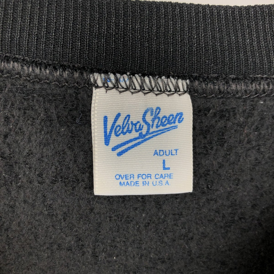 90'S Velva Sheen Printed Sweatshirt, Made in USA, Men's Size L (Equivalent), Vintage cotton black type Vintage Second Hand