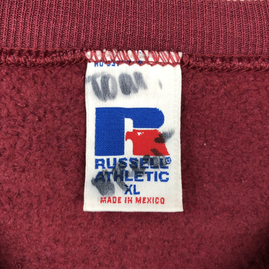 Vintage 90'S Russell printed sweatshirt, size XL, men's cotton burgundy type Vintage Second Hand