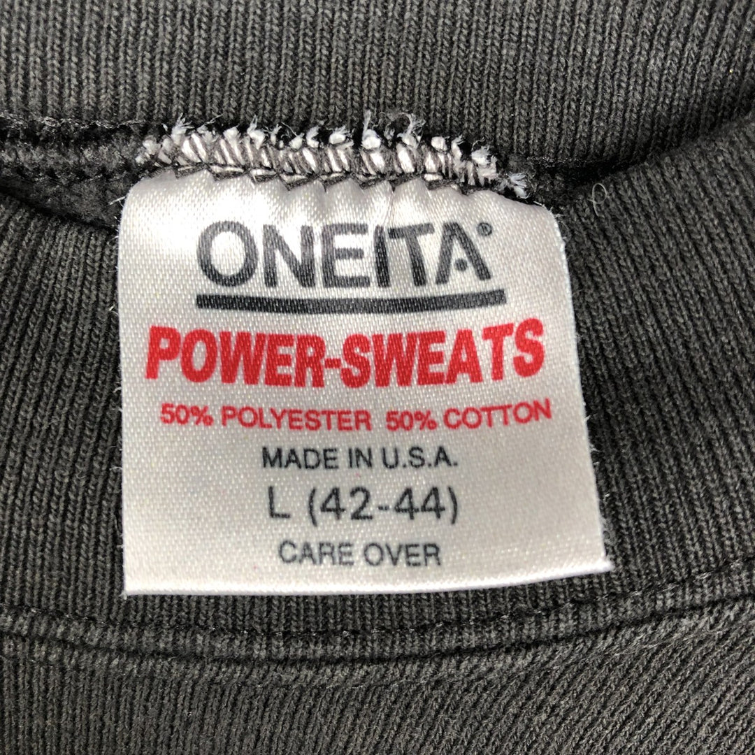 90'S ONEITA POWER-SWEATS Printed Sweatshirt Trainer Made in USA Men's Size L Vintage cotton black type Vintage Second Hand