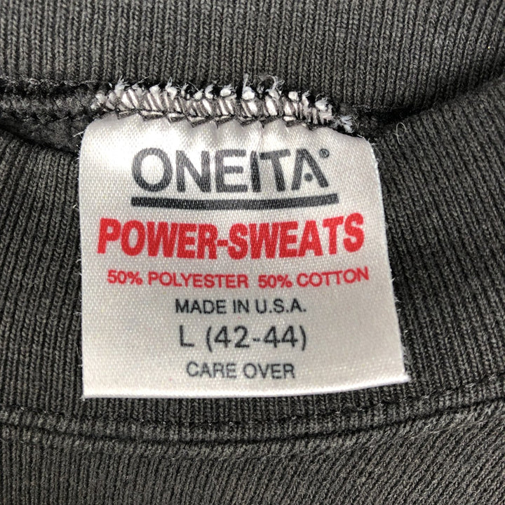 90'S ONEITA POWER-SWEATS Printed Sweatshirt Trainer Made in USA Men's Size L Vintage cotton black type Vintage Second Hand