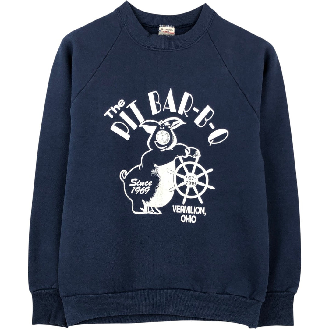 90'S Fruit of the Loom Print Sweatshirt, Made in USA, Men's Size M (approx.), Vintage cotton navy blue type Vintage Second Hand