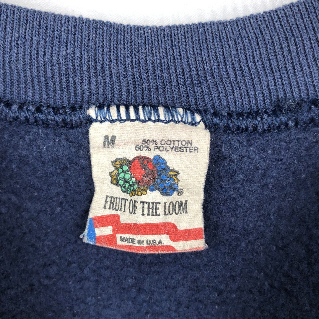 90'S Fruit of the Loom Print Sweatshirt, Made in USA, Men's Size M (approx.), Vintage cotton navy blue type Vintage Second Hand