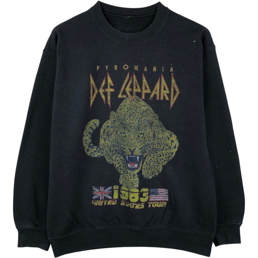 DEF LEPPARD band sweatshirt, size M, men's unclear black type Vintage Second Hand