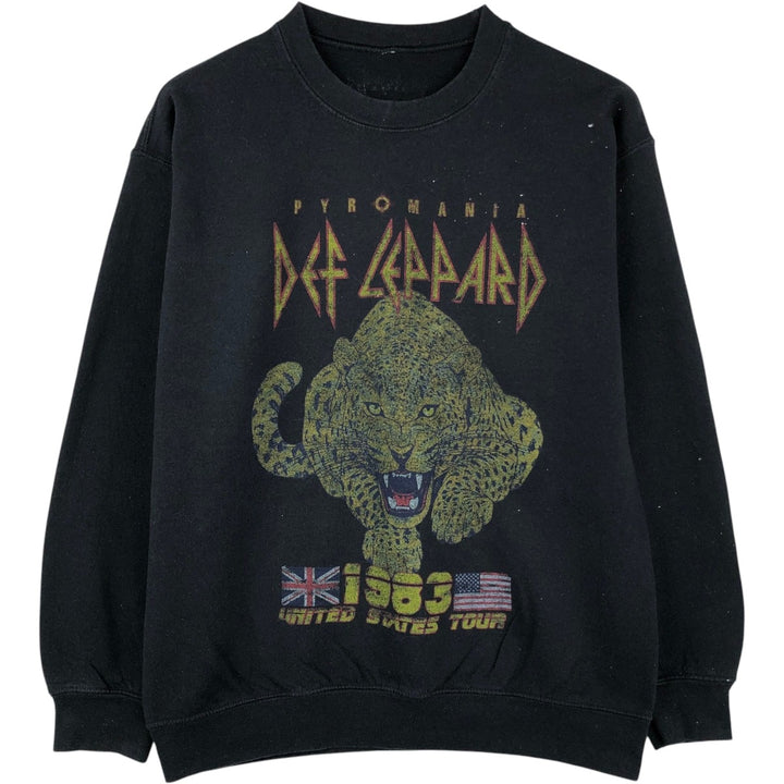 DEF LEPPARD band sweatshirt, size M, men's unclear black type Vintage Second Hand