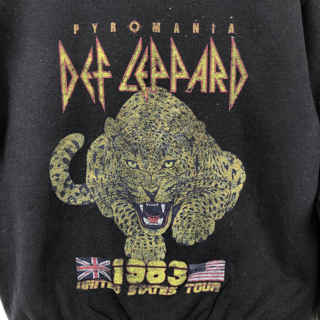 DEF LEPPARD band sweatshirt, size M, men's unclear black type Vintage Second Hand