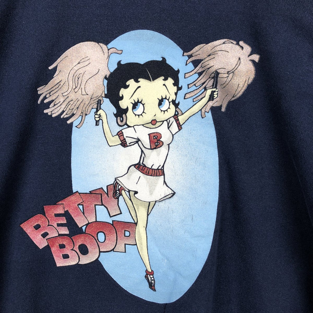 2000'S Hanes Betty Boop character sweatshirt, men's size XL (approx.) cotton navy blue type Vintage Second Hand