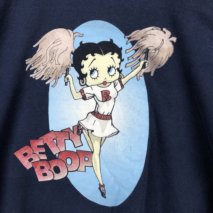 2000'S Hanes Betty Boop character sweatshirt, men's size XL (approx.) cotton navy blue type Vintage Second Hand