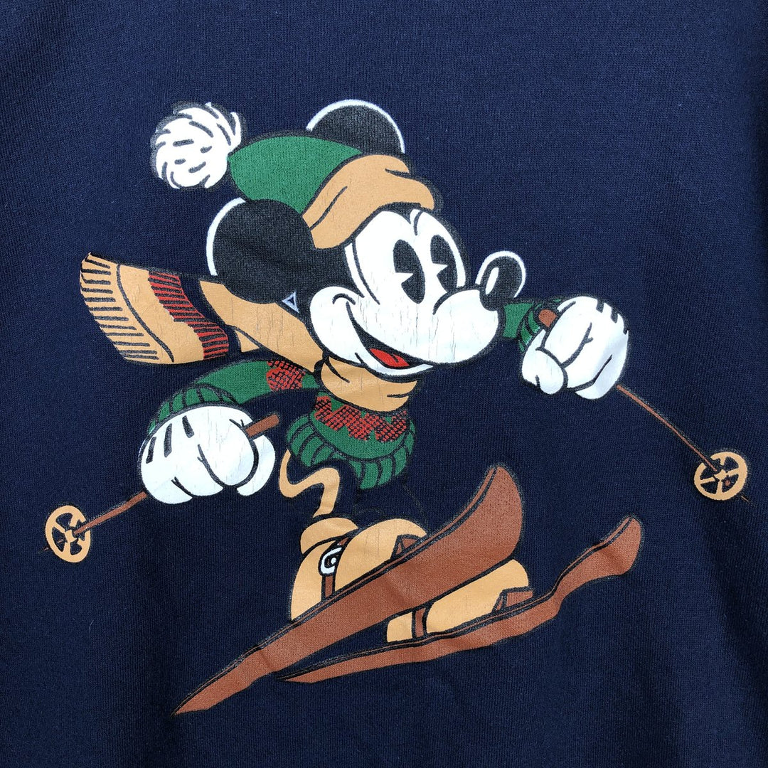 90'S Disney Mickey Mouse character sweatshirt, sweatshirt, made in USA, men's XL size, vintage cotton navy blue type Vintage Second Hand