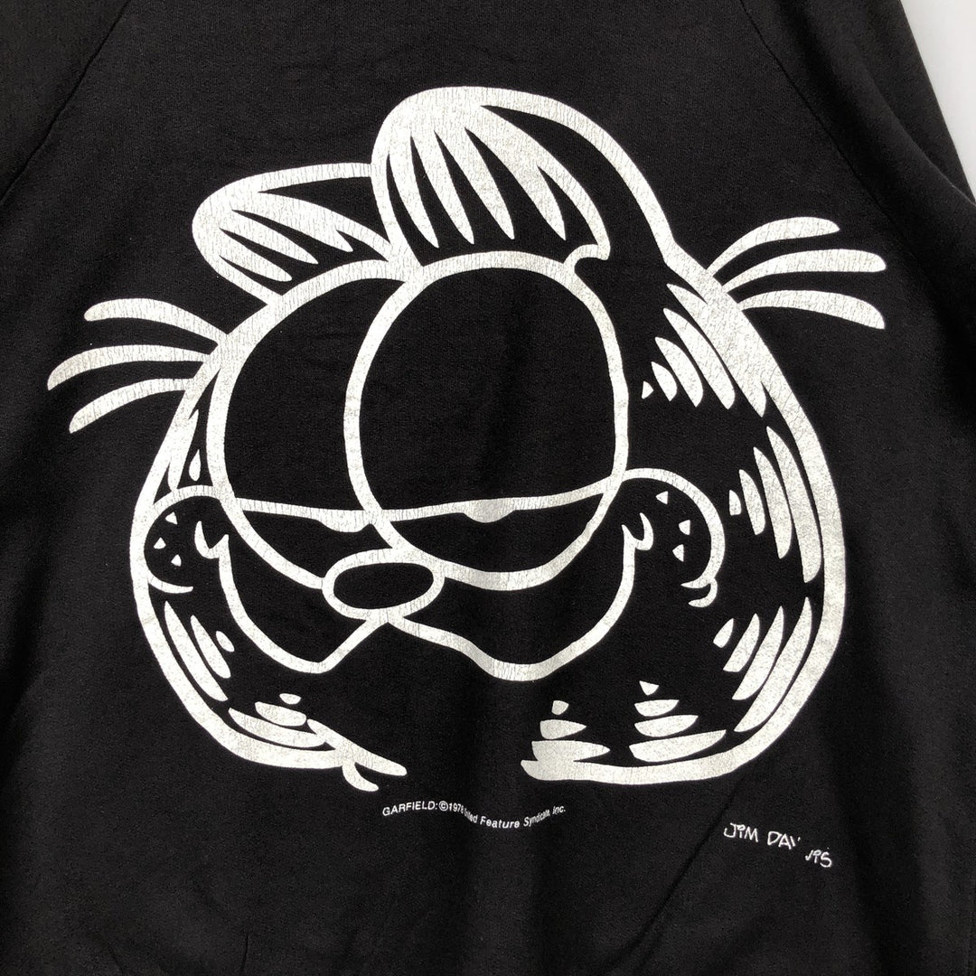 70'S Garfield Large Print Character Sweatshirt, Made in USA, Men's Size L (Equivalent), Vintage unclear black type Vintage Second Hand