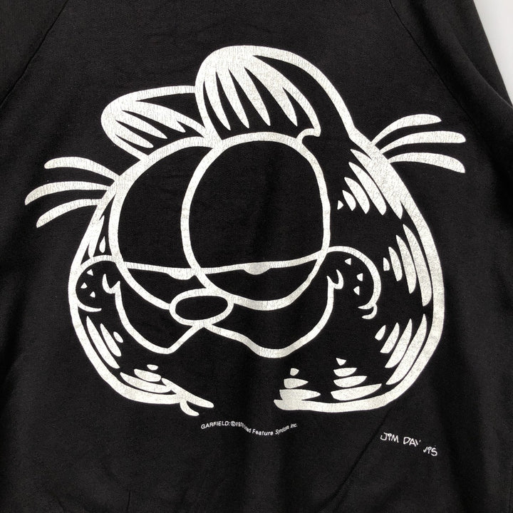 70'S Garfield Large Print Character Sweatshirt, Made in USA, Men's Size L (Equivalent), Vintage unclear black type Vintage Second Hand