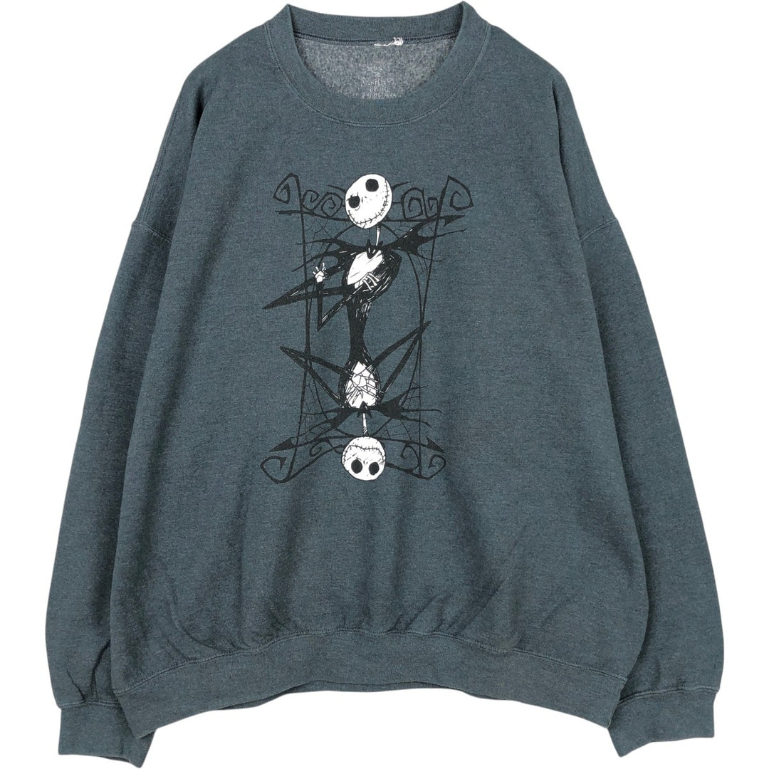 Nightmare Before Christmas Skull Pattern Character Sweatshirt (Men's XL equivalent) unclear Charcoal Vintage Second Hand