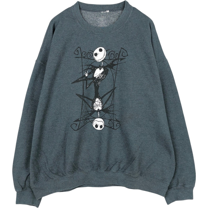 Nightmare Before Christmas Skull Pattern Character Sweatshirt (Men's XL equivalent) unclear Charcoal Vintage Second Hand