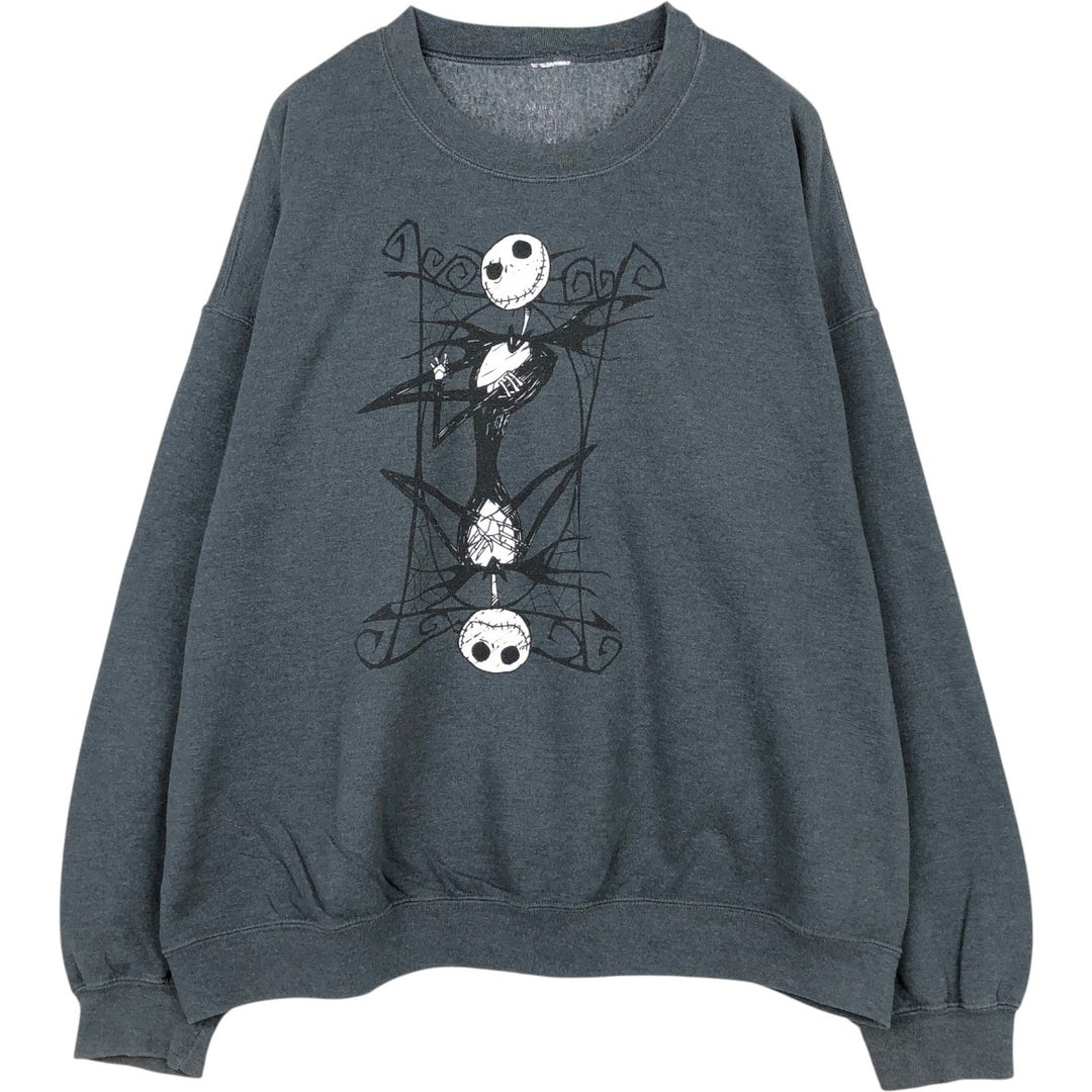 Nightmare Before Christmas Skull Pattern Character Sweatshirt (Men's XL equivalent) unclear Charcoal Vintage Second Hand