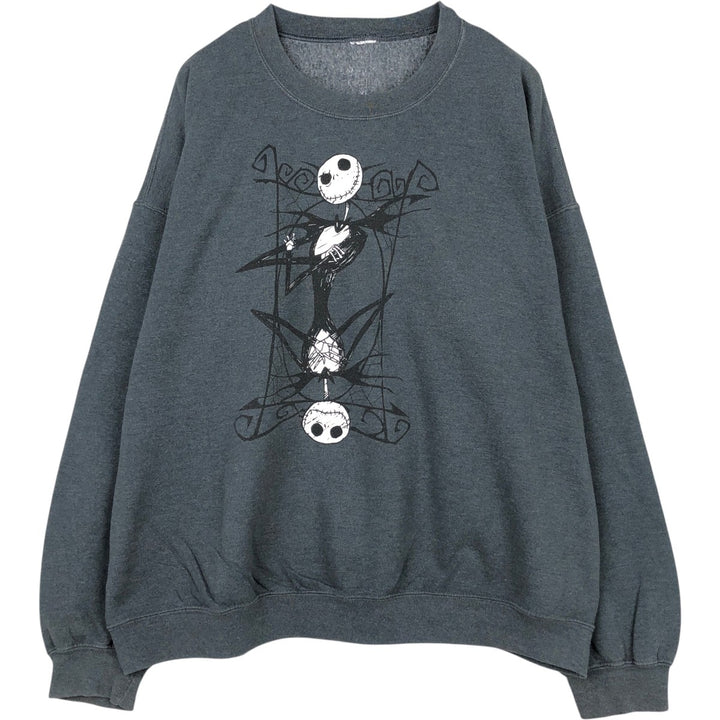 Nightmare Before Christmas Skull Pattern Character Sweatshirt (Men's XL equivalent) unclear Charcoal Vintage Second Hand