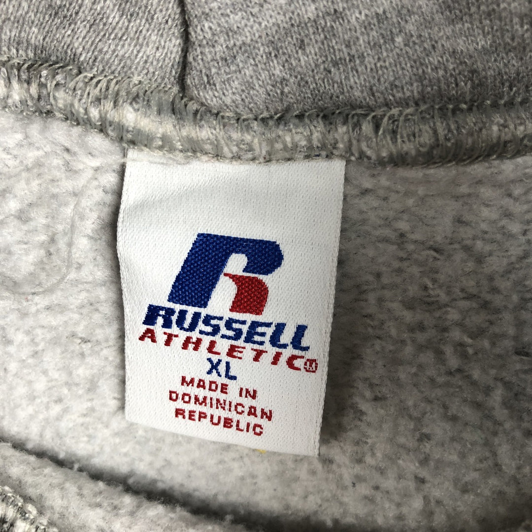 Russell Triple Print College Sweatshirt Pullover Hoodie, Men's Size XL polyester gray type Vintage Second Hand