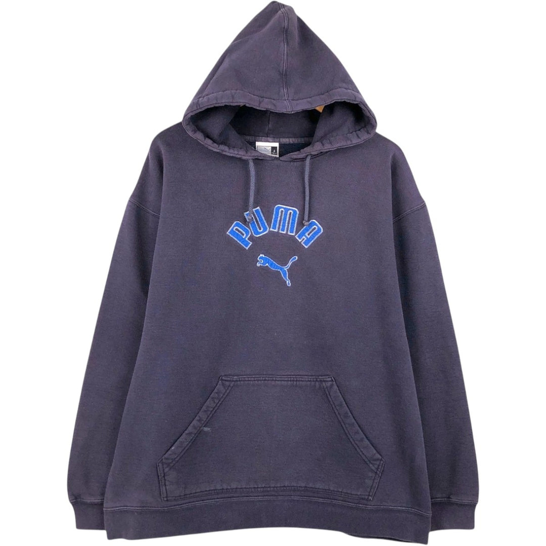 90s-00'S Puma sweatshirt pullover hoodie, men's size L equivalent, vintage. cotton navy blue type Vintage Second Hand