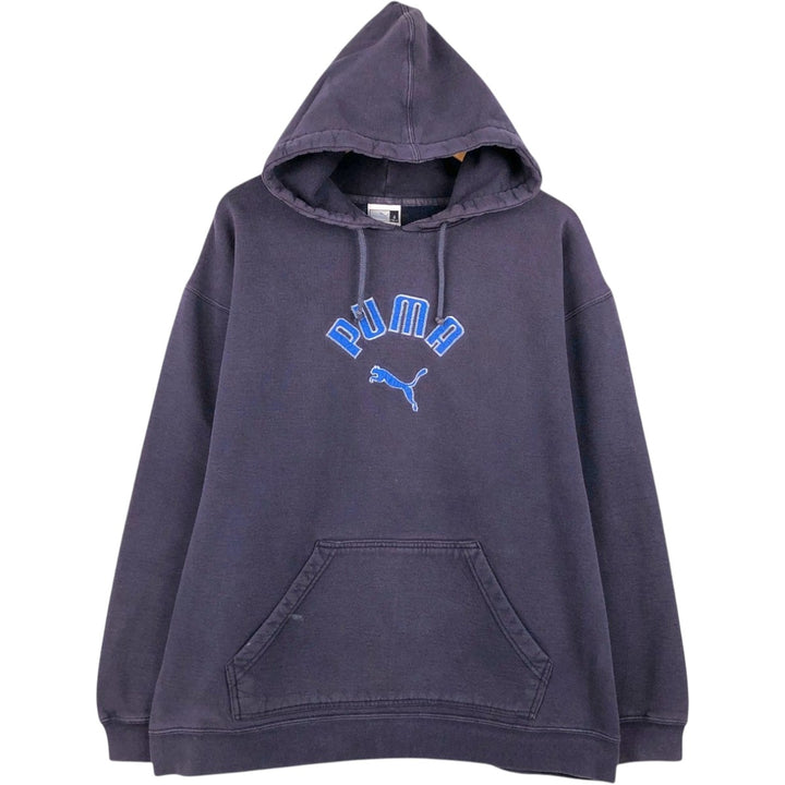 90s-00'S Puma sweatshirt pullover hoodie, men's size L equivalent, vintage. cotton navy blue type Vintage Second Hand
