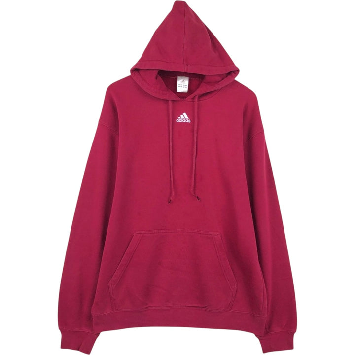 2000'S Adidas sweatshirt pullover hoodie, men's XL cotton red type Vintage Second Hand