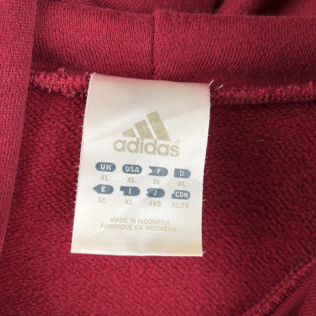 2000'S Adidas sweatshirt pullover hoodie, men's XL cotton red type Vintage Second Hand