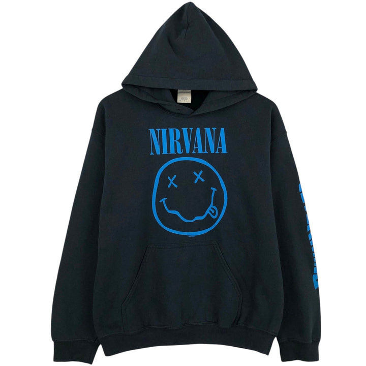 Gildan NIRVANA Band Sweatshirt Pullover Hoodie, Men's Size M (approx.) cotton black type Vintage Second Hand