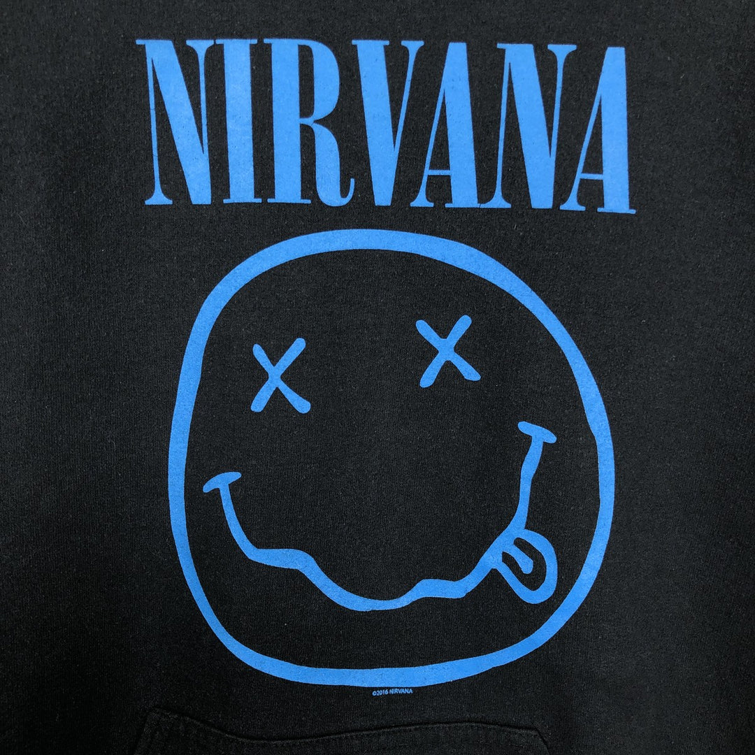 Gildan NIRVANA Band Sweatshirt Pullover Hoodie, Men's Size M (approx.) cotton black type Vintage Second Hand