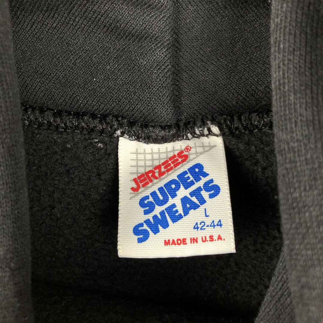 80s-90'S Jerzees SUPER SWEATS Plain Blank Sweatshirt Hoodie, Made in USA, Men's Size L (Equivalent), Vintage cotton black type Vintage Second Hand