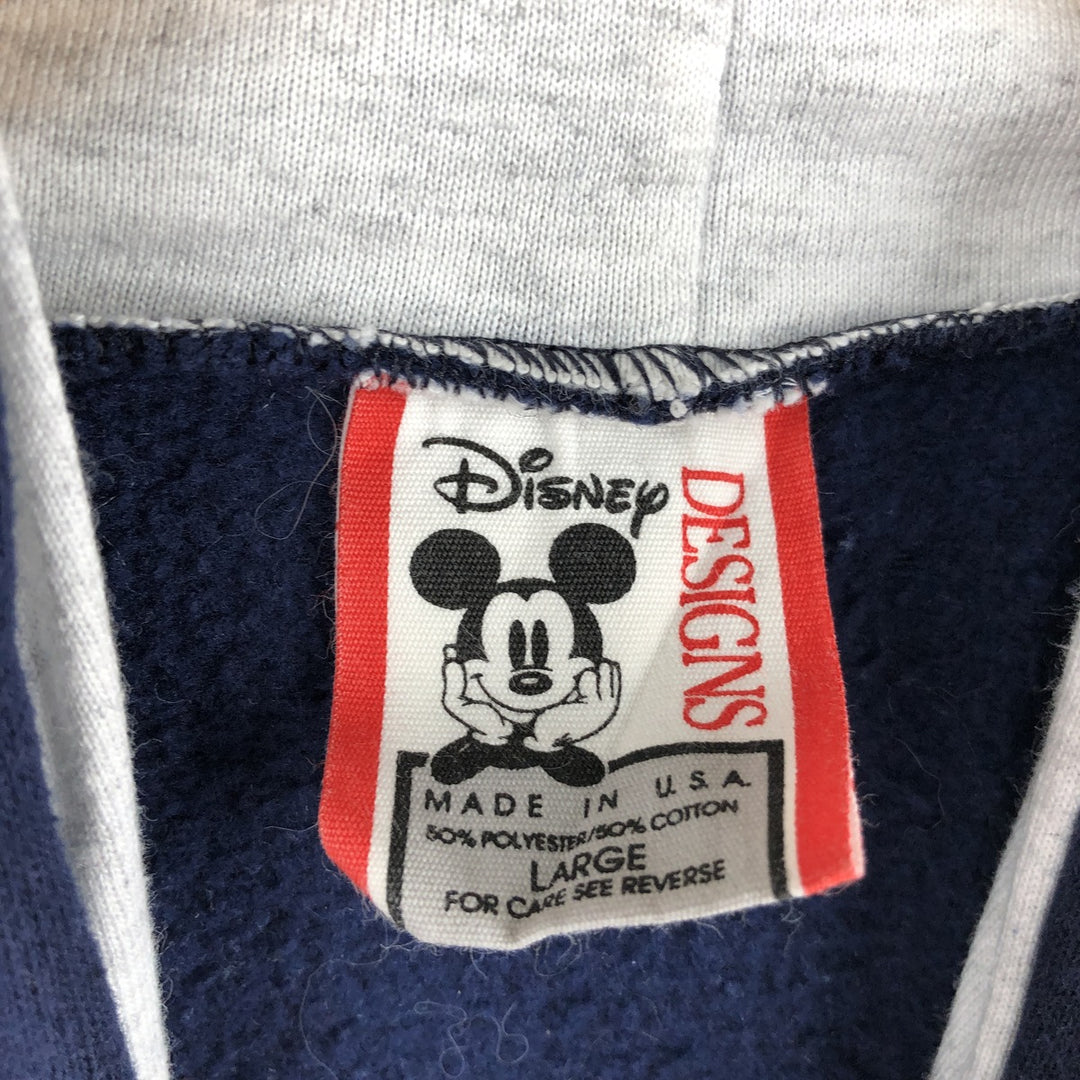 Vintage 90'S Disney Designs Mickey Mouse character pullover sweatshirt, Made in USA, Men's Size L polyester navy blue type Vintage Second Hand