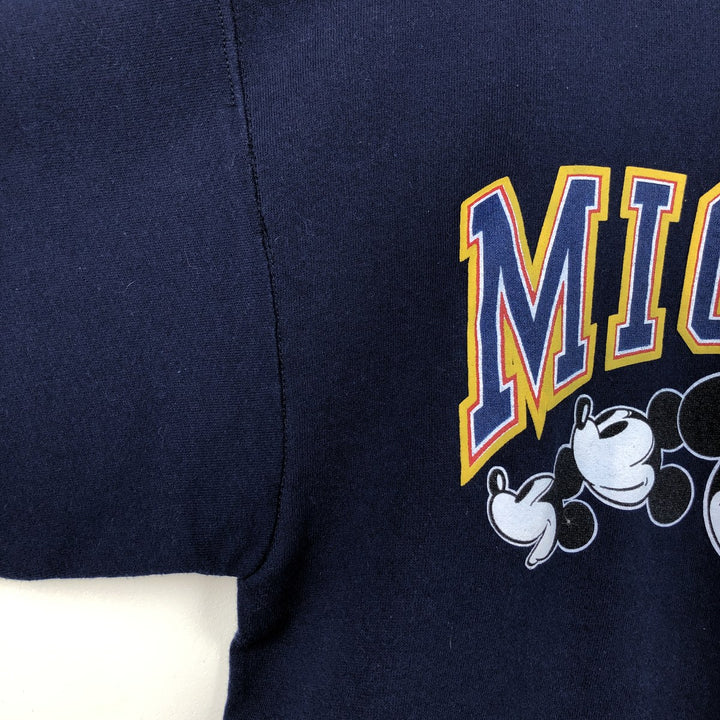 Vintage 90'S Disney Designs Mickey Mouse character pullover sweatshirt, Made in USA, Men's Size L polyester navy blue type Vintage Second Hand