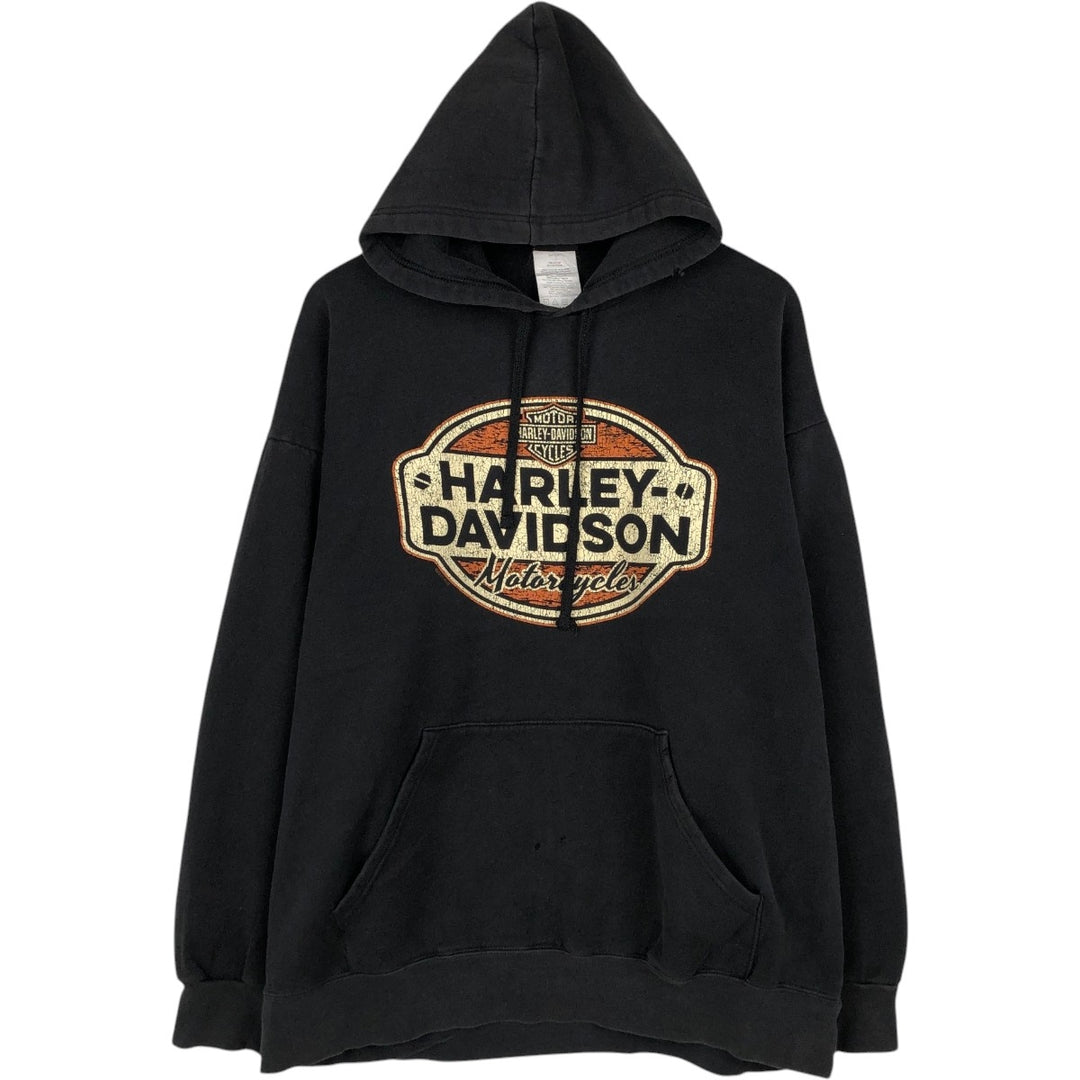 Harley-Davidson Advertising Pullover Hoodie, Men's Size L cotton black type Vintage Second Hand