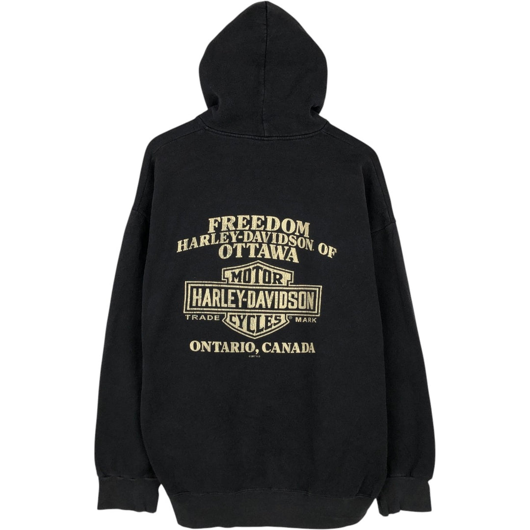 Harley-Davidson Advertising Pullover Hoodie, Men's Size L cotton black type Vintage Second Hand