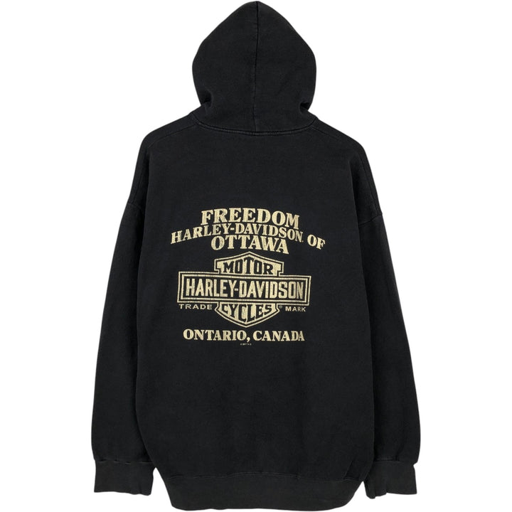 Harley-Davidson Advertising Pullover Hoodie, Men's Size L cotton black type Vintage Second Hand