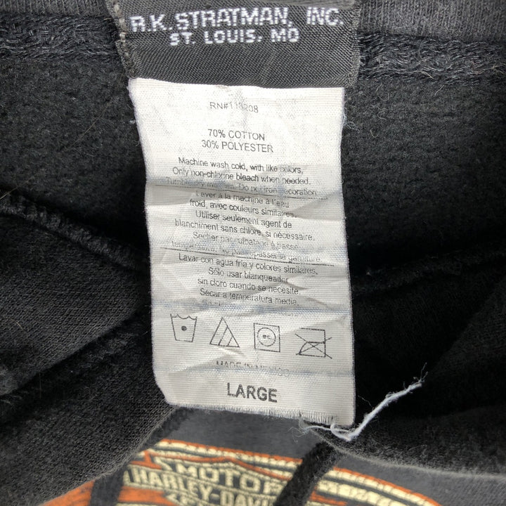 Harley-Davidson Advertising Pullover Hoodie, Men's Size L cotton black type Vintage Second Hand