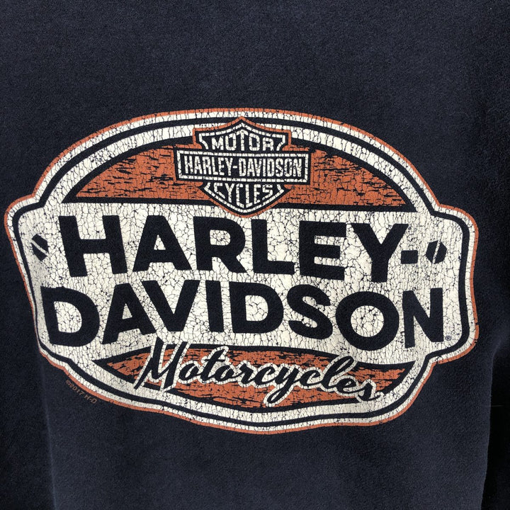 Harley-Davidson Advertising Pullover Hoodie, Men's Size L cotton black type Vintage Second Hand