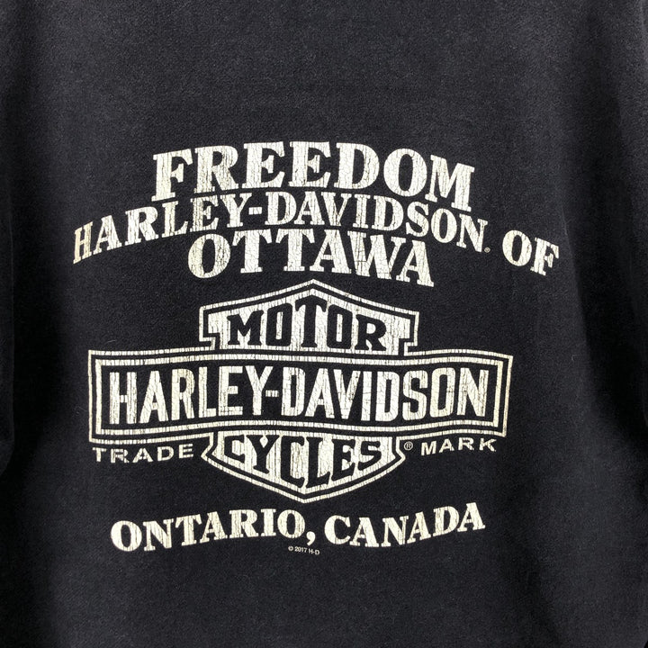 Harley-Davidson Advertising Pullover Hoodie, Men's Size L cotton black type Vintage Second Hand