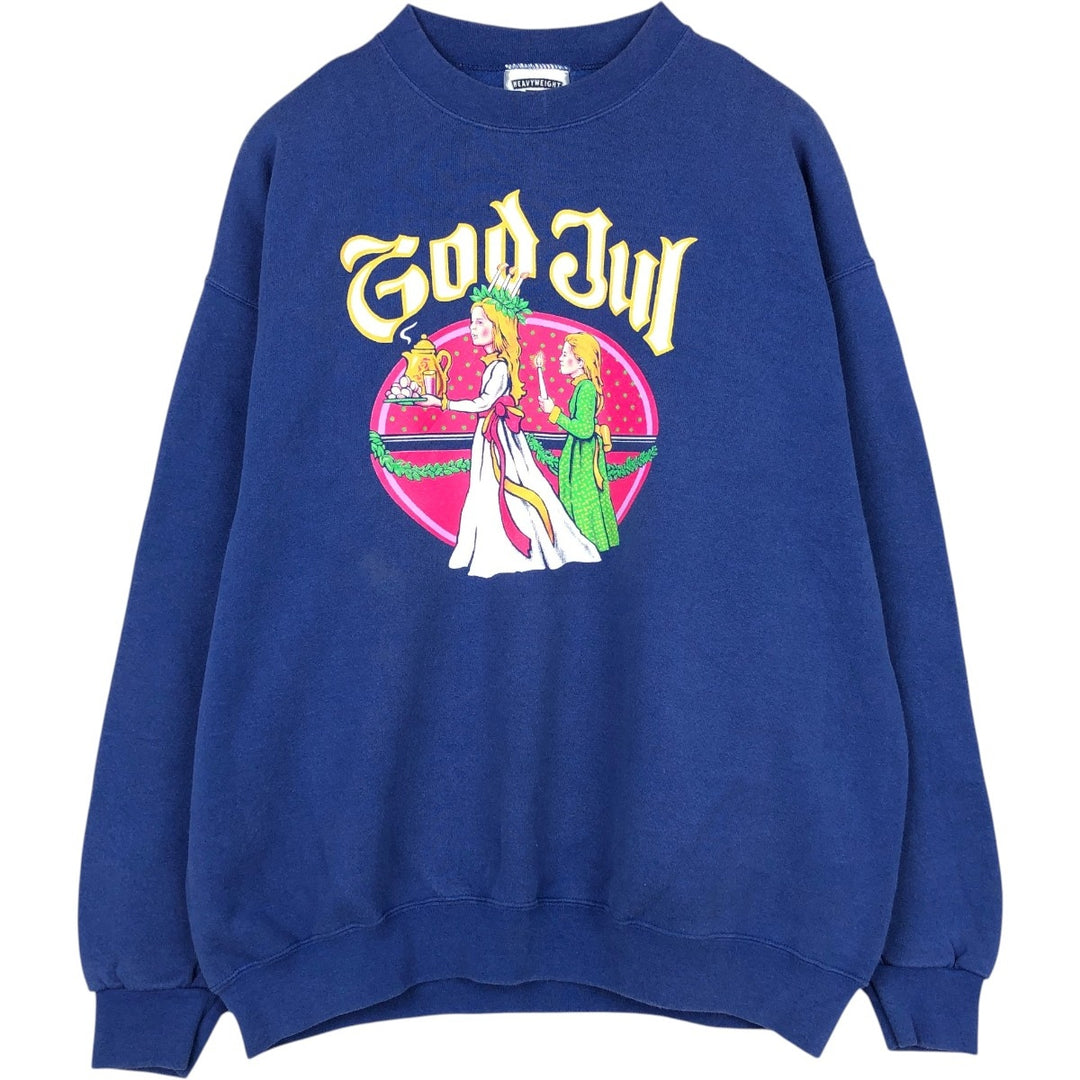 90'S Lee St. Lucia Festival Print Sweatshirt, Men's Size XL (approx.), Vintage cotton blue type Vintage Second Hand