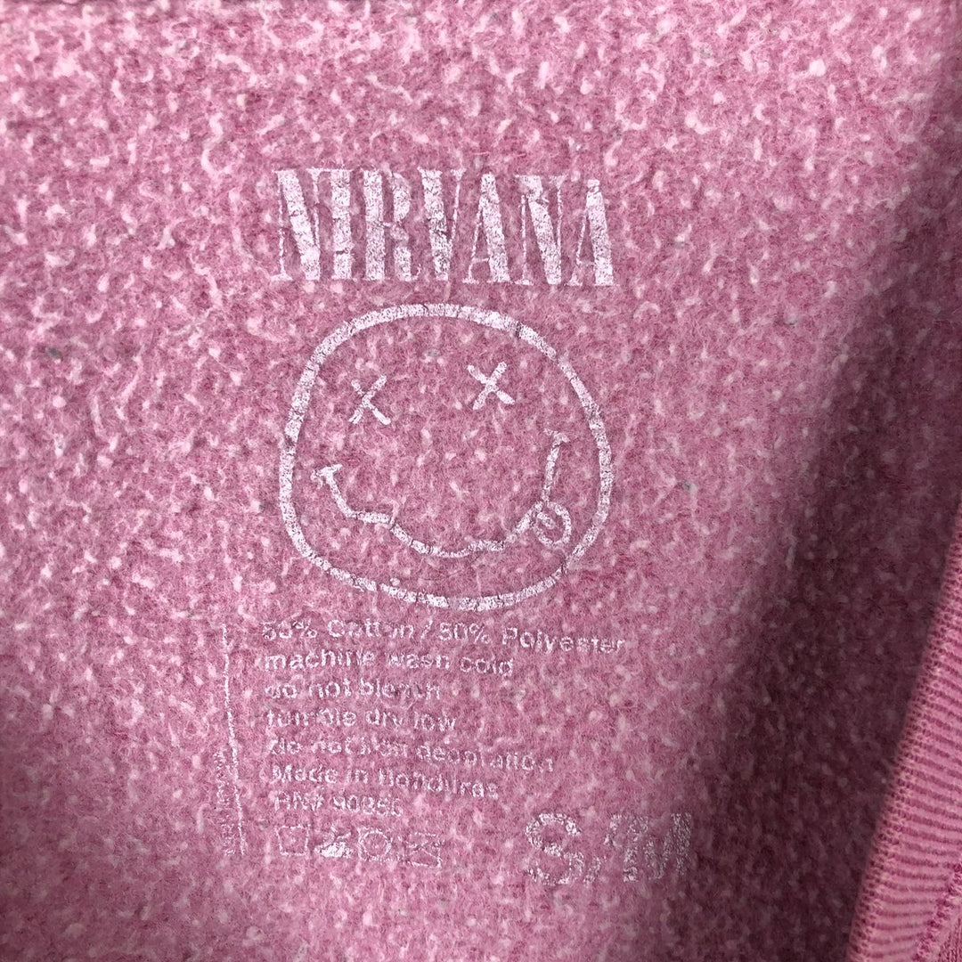NIRVANA band sweatshirt, men's size M cotton pink type Vintage Second Hand