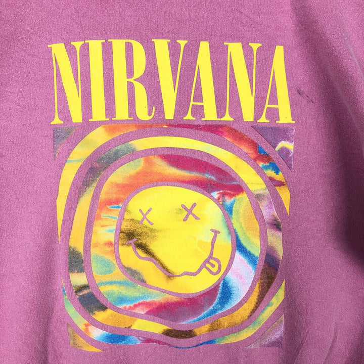 NIRVANA band sweatshirt, men's size M cotton pink type Vintage Second Hand