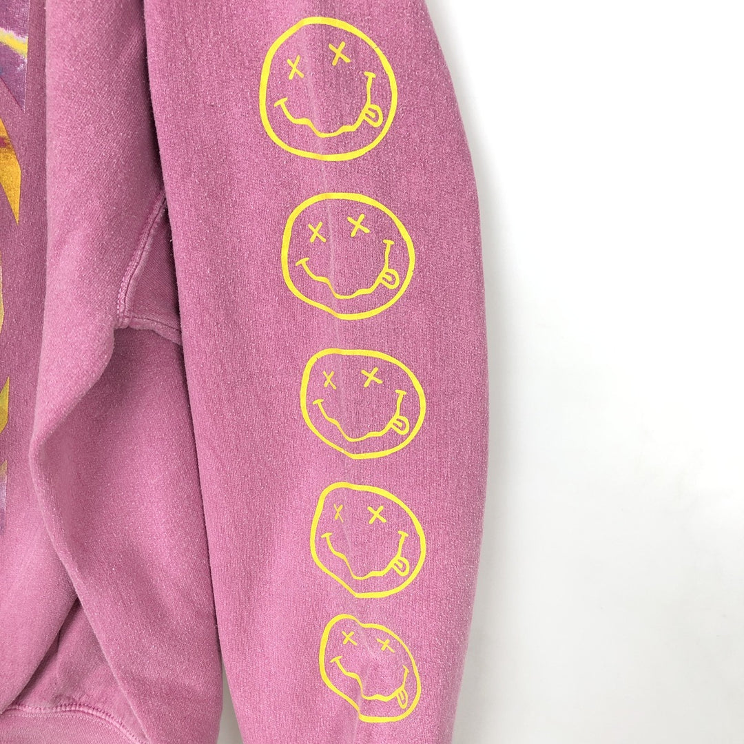 NIRVANA band sweatshirt, men's size M cotton pink type Vintage Second Hand